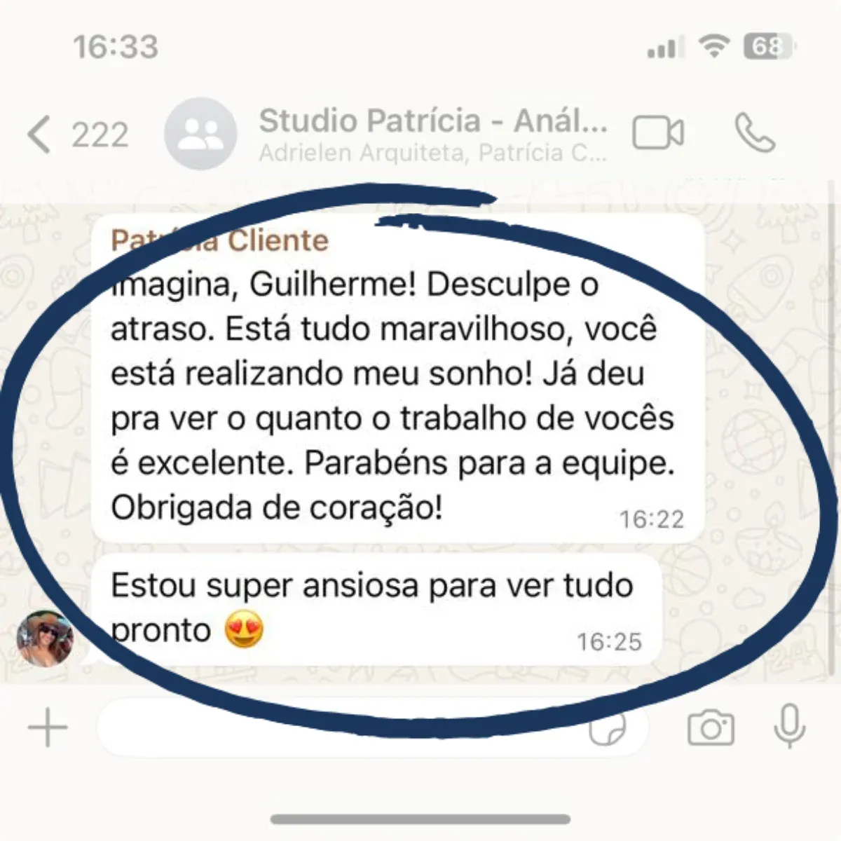 Depoimento real via WhatsApp de cliente de reformas em Porto Alegre 1