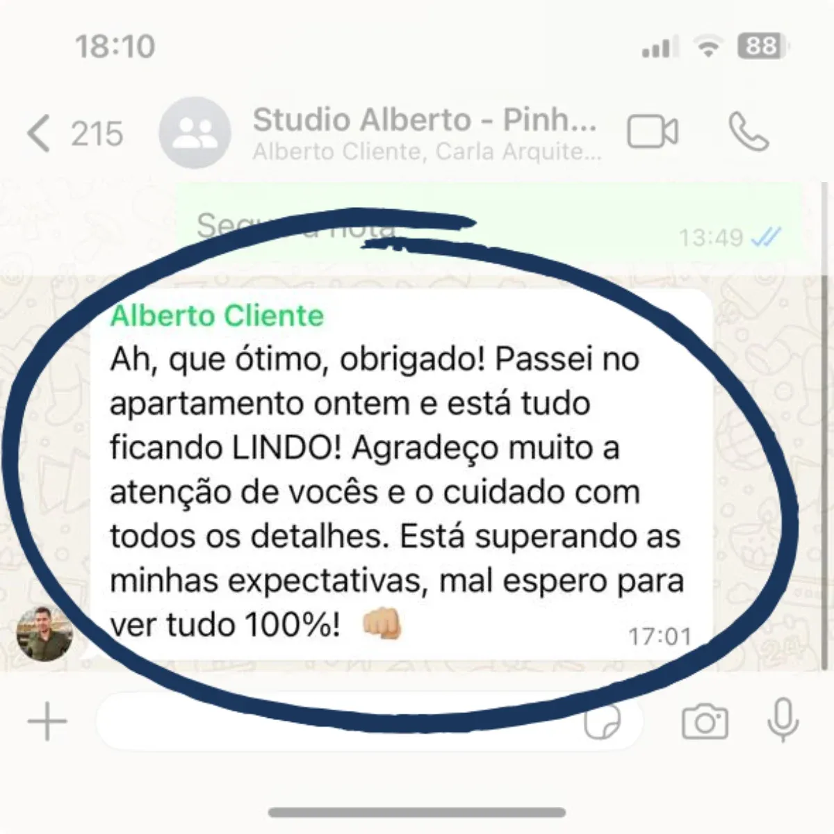 Depoimento real via WhatsApp de cliente de reformas em Porto Alegre 2